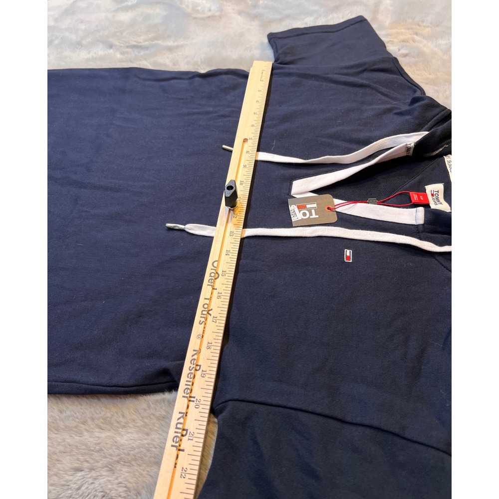 Tommy‎ Jeans Hoodie Dress Logo Tape Hem Short Sleeve Casual Size Blue - Picture 6 of 13